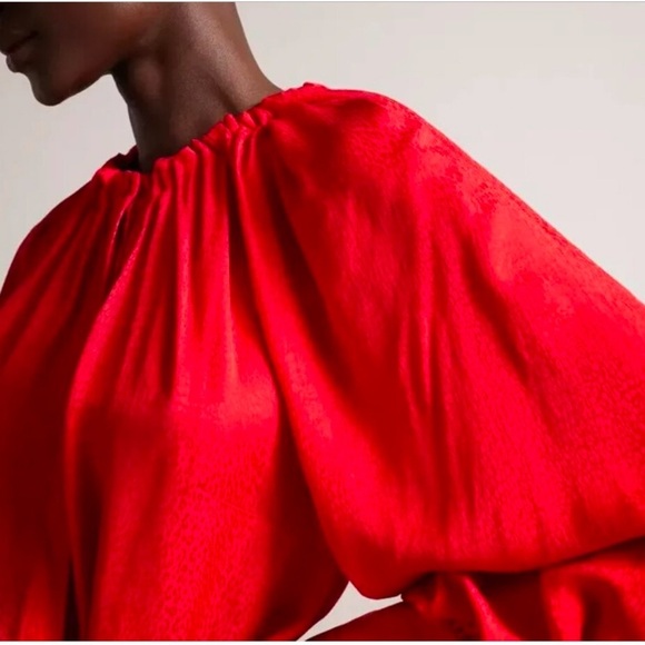 Ted Baker Women’s London Tryniti Gathered Neck Red Blouse With Black Belt size 0 - Picture 9 of 9